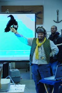 Educator teaching the students about birds