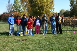 Lotts of Nature participants planting trees